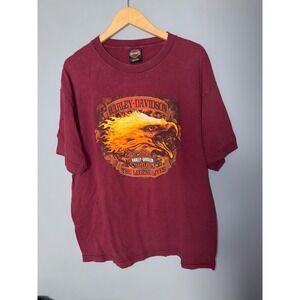 Harley Davidson 2012 Flaming Eagle Joplin MO Cycle Connection Maroon Shirt XL